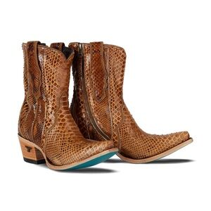 Stylish Tan Snakeskin Ankle Booties